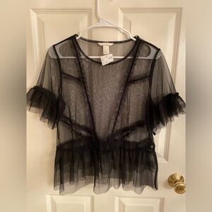 New with tags H&M sheer black top